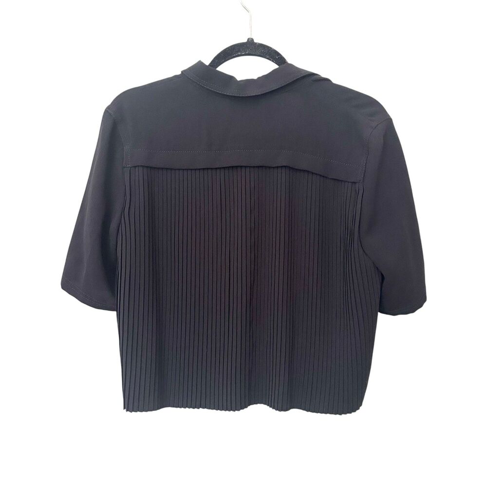 Grey Jason Wu Pleated Cropped Button Down Black N… - image 2